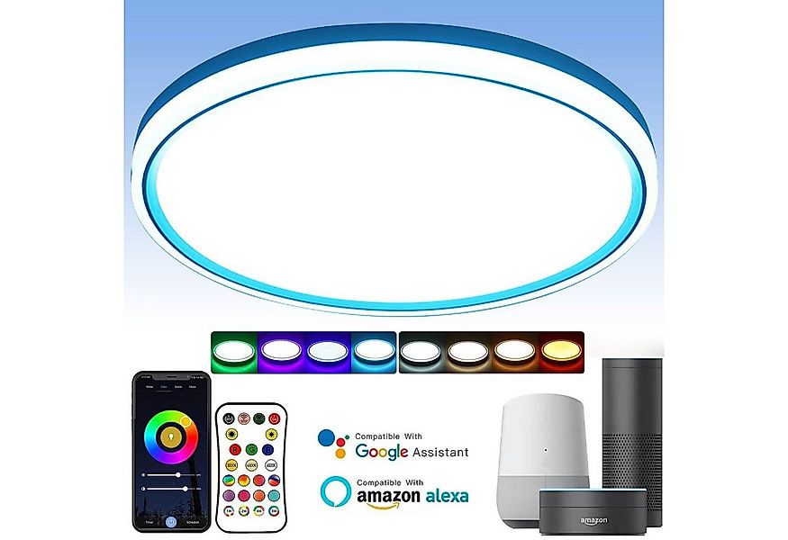 MUPOO LED Pendelleuchte LED Deckenleuchte RGB Pendelleuchte WIFI 30cm∅ LED günstig online kaufen