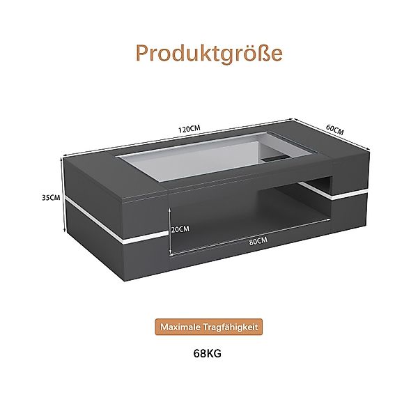 radelldar Couchtisch Wohnzimmertisch mit Glas, Beistelltisch, günstig online kaufen