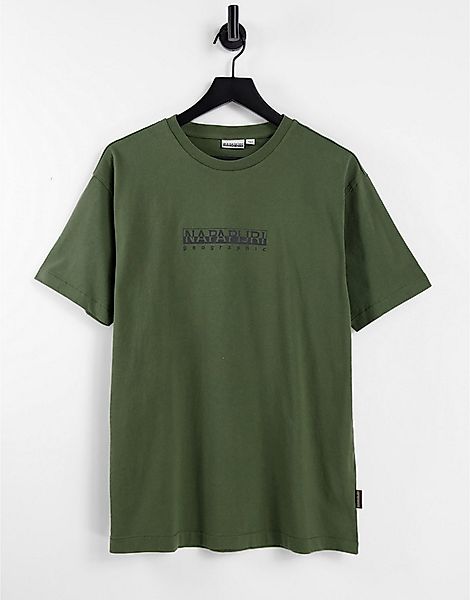 Napapijri – Box – T-Shirt in Grün mit Logo günstig online kaufen