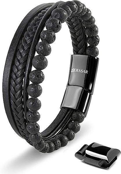 SERASAR Lederarmband "Stone" mit Edelstahl-Magnetverschluss, Natursteinperl günstig online kaufen