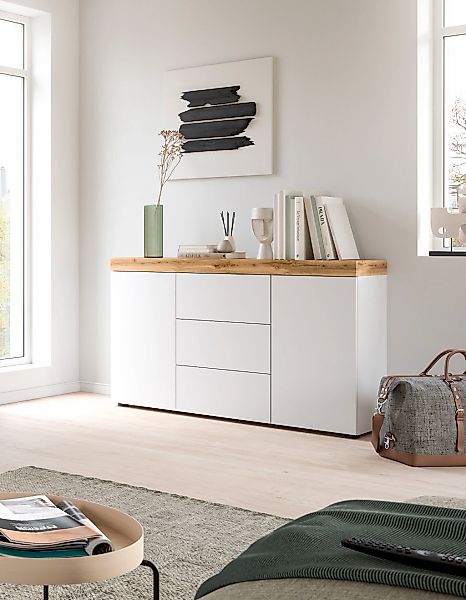 INOSIGN Sideboard "Mambo, Breite 125 cm, grifflose Fronten, 2 Türen, 3 Schu günstig online kaufen