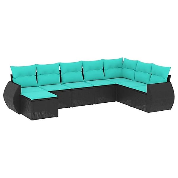 vidaXL 8-Tlg Gartensofa-Set mit Kissen Schwarzes Polyrattan 3221756 günstig online kaufen
