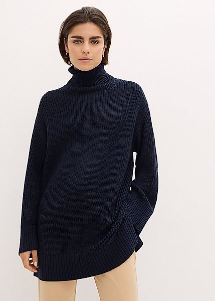 bonprix Rollkragenpullover aus Baumwoll-Mix, mit Rollkragen, mit Seitenschl günstig online kaufen
