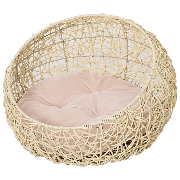 PawHut Katzenbett aus Rattan Bequeme Katzenhöhle mit Kissen Katzenkorb & Hu günstig online kaufen