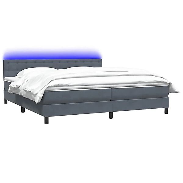 vidaXL Boxspringbett mit Matratze & LED Dunkelgrau 180x210 cm Samt 3317278 günstig online kaufen