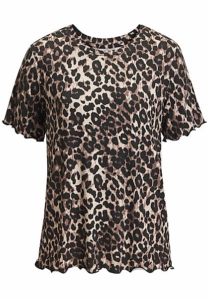 LASCANA Kurzarmshirt "mit Leo-Print" aus angenehm weicher Viskose-Qualität günstig online kaufen