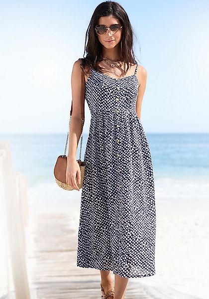 LASCANA Sommerkleid aus Leinenmix, Midikleid mit Zierknopfleiste, Strandkle günstig online kaufen