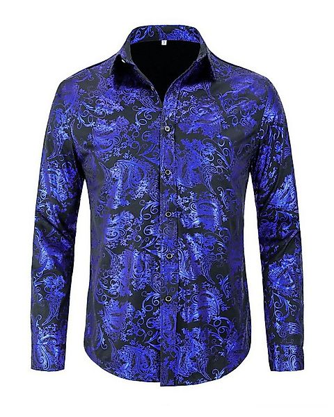 Allthemen Langarmhemd Herren Jacquard Oberteile glitzes Freizeithemd für Ho günstig online kaufen