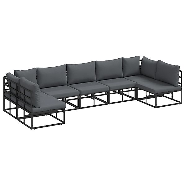 vidaXL Garten-Sofa-Set mit Kissen 7-Tlg Schwarz Aluminium 3378850 günstig online kaufen
