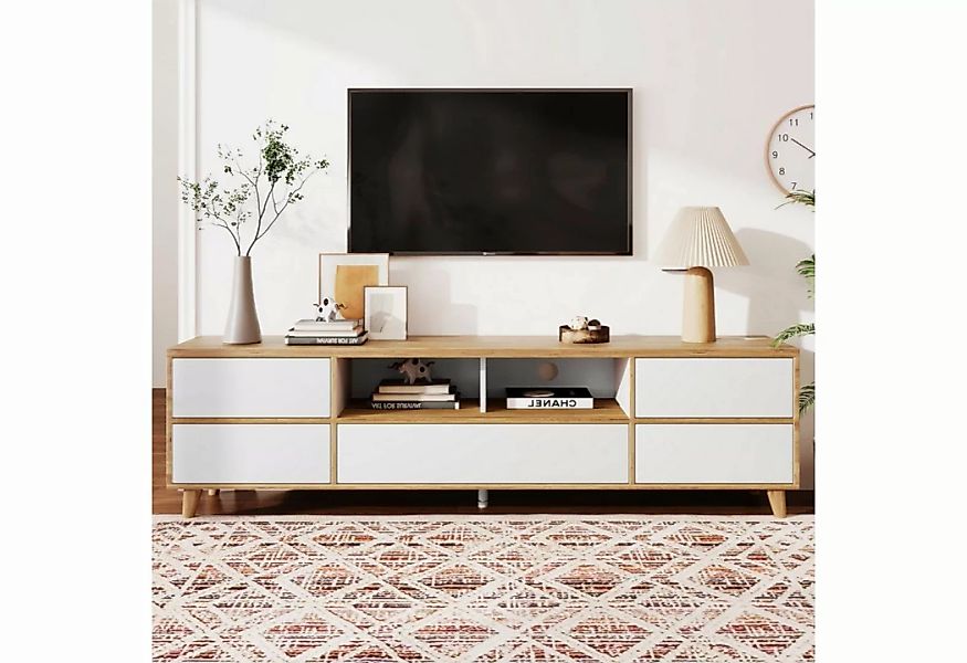 Celya TV-Schrank TV-Schrank, Lowboard, Wohnzimmermöbel in Weiß und Holzfarb günstig online kaufen