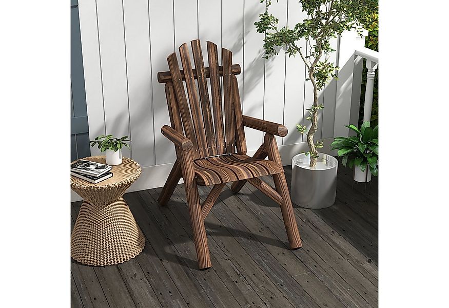 Outsunny Gartenstuhl Adirondack Gartensessel Hochlehner mit Armlehne (Holzs günstig online kaufen
