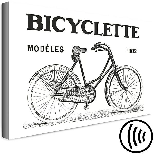 Bild auf Leinwand Oldschool-Fahrzeug - Fahrradgrafik im Vintage-Line-Art-St günstig online kaufen