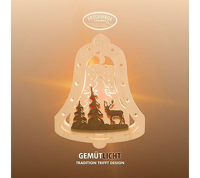 Weigla Dekofigur beleuchtetes Fensterbild,Glocke, Waldmotiv,NATUR-BRAUN,Mad günstig online kaufen