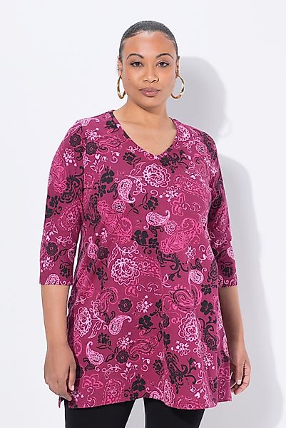 Ulla Popken Longshirt Longshirt A-Linie V-Ausschnitt günstig online kaufen