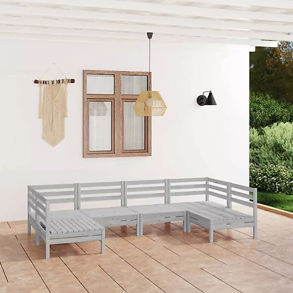 6-tlg. Garten-lounge-set Weiß Massivholz Kiefer günstig online kaufen