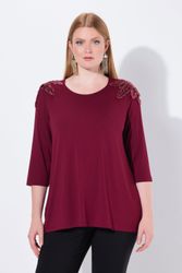 Ulla Popken Longsleeve Shirt Pailletten-Blüten A-Linie günstig online kaufen