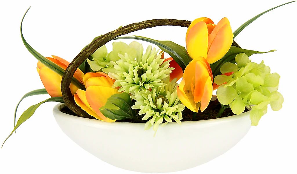 my home Gestecke "Tulpe, Calla, Hortensie, Gerbera", In Schale, Kunstblume, günstig online kaufen