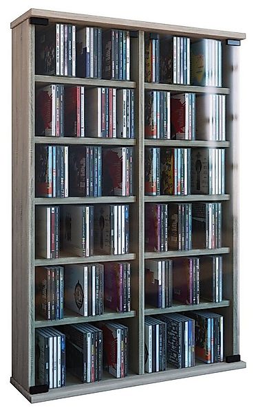 VCM CD-Regal Holz CD DVD Stand Regal Schrank Roma Glastür günstig online kaufen