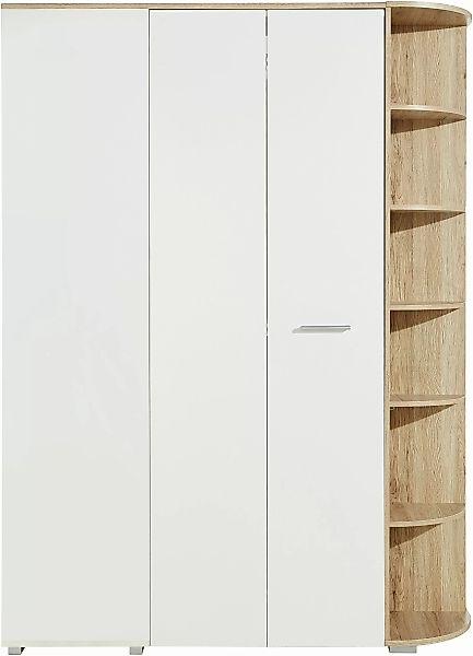 Eckkleiderschrank begehbar Weiß / Holzoptik Braun 148x124 cm JOKER günstig online kaufen