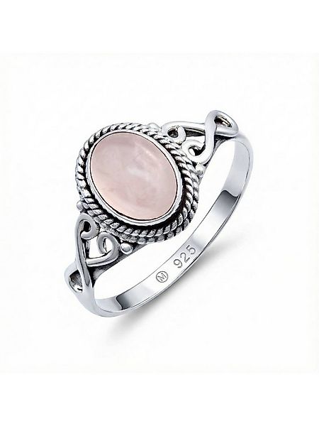 mantraroma Silberring BAGHIMI oval aus 925 Silber mit Rosenquarz (Ring mit günstig online kaufen