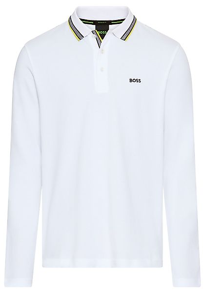 BOSS GREEN Langarm-Poloshirt "Plisy", mit Streifen am Kragen günstig online kaufen