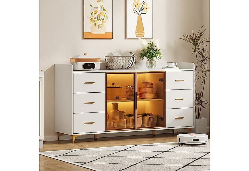 REDOM Sideboard Multifunktionales Küchenbuffet,Kommode (mit goldenen Metall günstig online kaufen