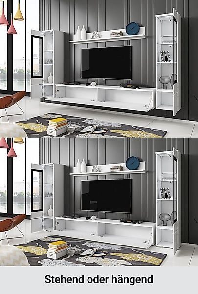 Home affaire Wohnwand VERA II, Vitrinen Türanschlag wechselbar, (Komplett-S günstig online kaufen