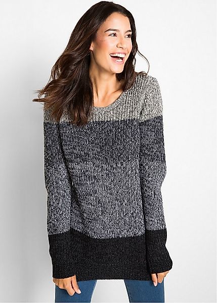 bonprix Strickpullover in melierter farbverlaufender Optik und mit Rundhals günstig online kaufen