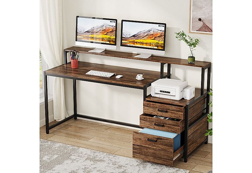 Tribesigns Computertisch 160cm Schreibtisch mit Schubladenschrank, Bürotisc günstig online kaufen