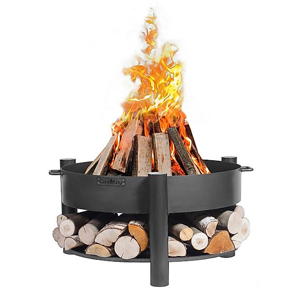 CookKing Feuerschale Stahl Montana Inkl. Holzlager Ø 60 cm x 45 cm Schwarz günstig online kaufen
