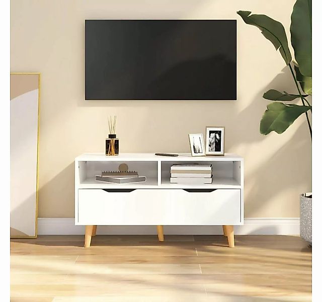 furnicato TV-Schrank Hochglanz-Weiß 90x40x48,5 cm Holzwerkstoff günstig online kaufen