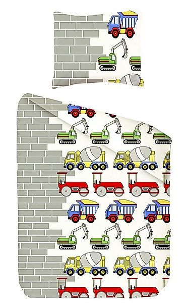 JACK Kinderbettwäsche Renforcé Linon Bettwäsche 2 tlg. 135x200cm Baustelle günstig online kaufen