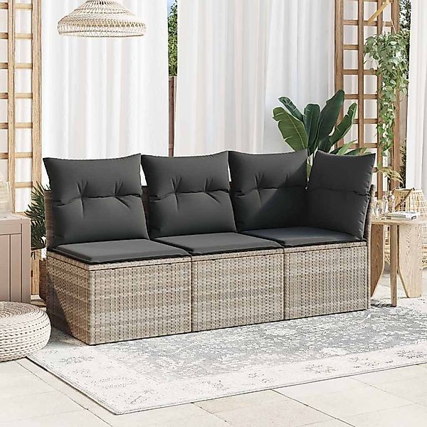 vidaXL Loungesofa Garten-Ecksofa mit Kissen Hellgrau günstig online kaufen