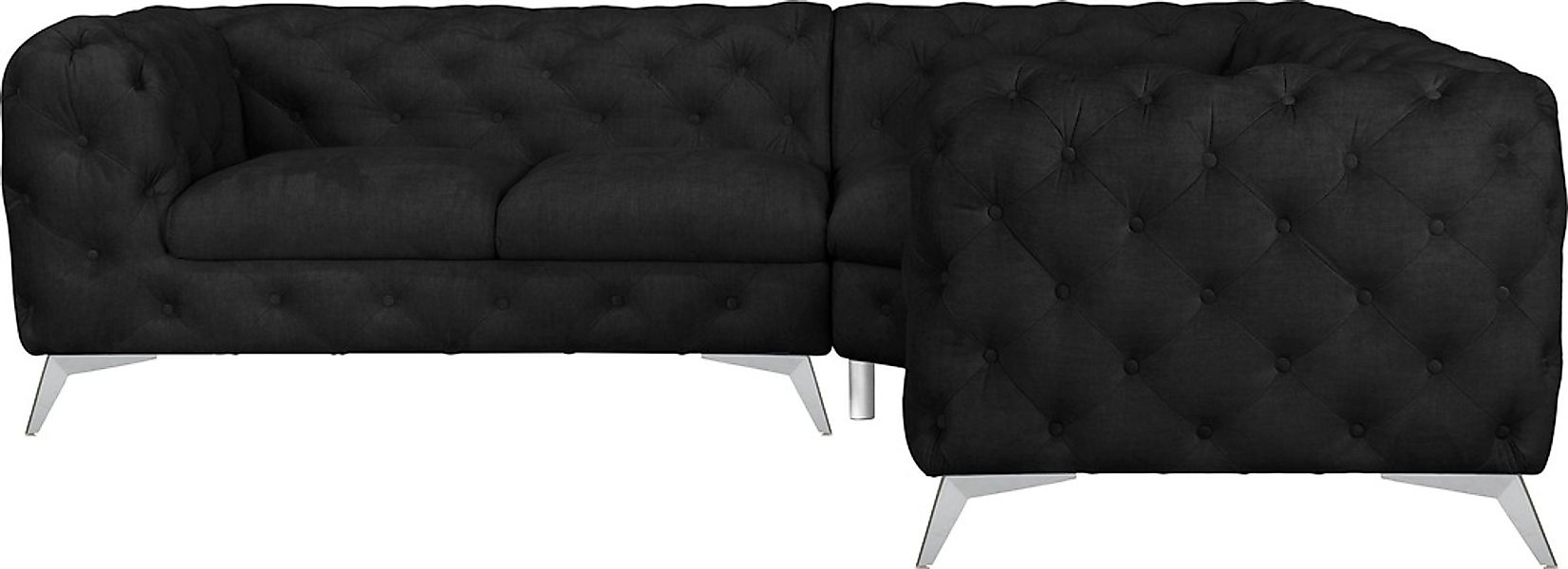 Leonique Chesterfield-Sofa "Ecksofa GLYNIS L-Form mit Wellenunterfederung, günstig online kaufen