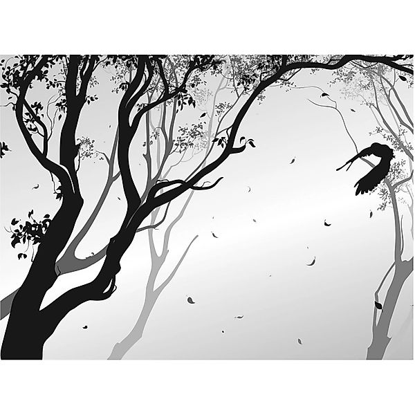 Sanders & Sanders Fototapete Bäume Grau und Schwarz 3,6 x 2,7 m 600980 günstig online kaufen