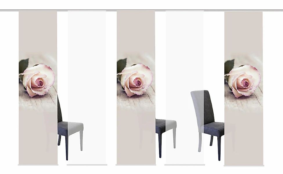 HOME WOHNIDEEN Schiebegardine "ROSIES" Klettband 5 Stk. tlg. HxB: 245x60, i günstig online kaufen