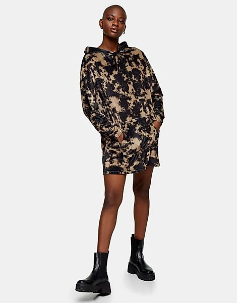 Topshop – Buntes Sweatshirt-Kleid aus Samt mit Batikmuster-Mehrfarbig günstig online kaufen