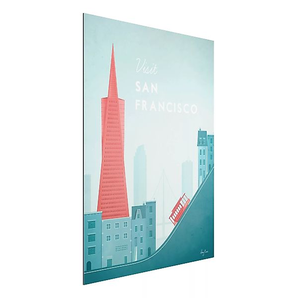 Alu-Dibond Bild Kunstdruck - Hochformat 3:4 Reiseposter - San Francisco günstig online kaufen