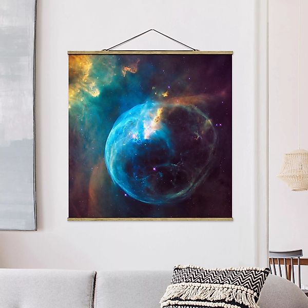 Stoffbild mit Posterleisten NASA Fotografie Bubble Nebula günstig online kaufen