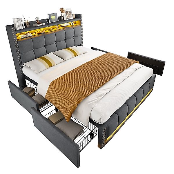 REDOM Polsterbett Stauraumbett Doppelbett (Funktionsbett mit günstig online kaufen