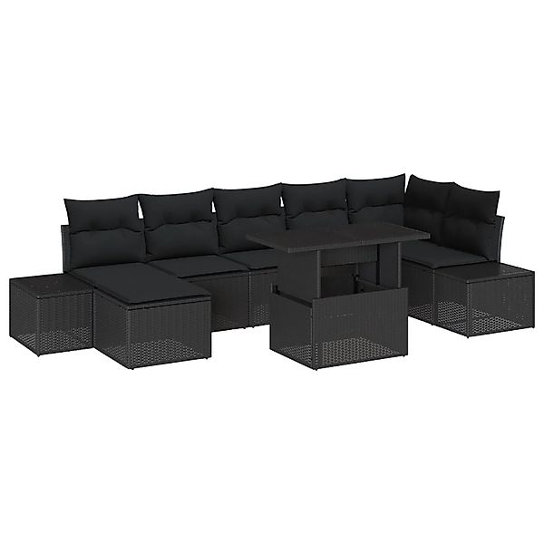 vidaXL 8-Teiliges Garten-Sofa-Set mit Kissen in Schwarz aus Poly Rattan 335 günstig online kaufen