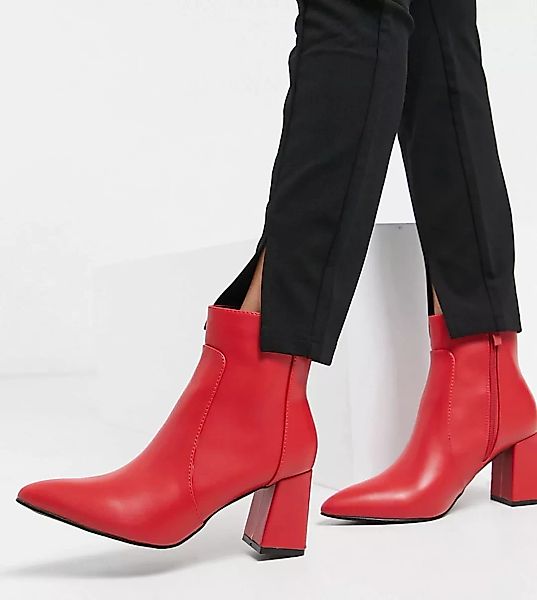 RAID – Sapphire – Ankle-Boots in Rot mit Absatz im Leder-Look in weiter Pas günstig online kaufen