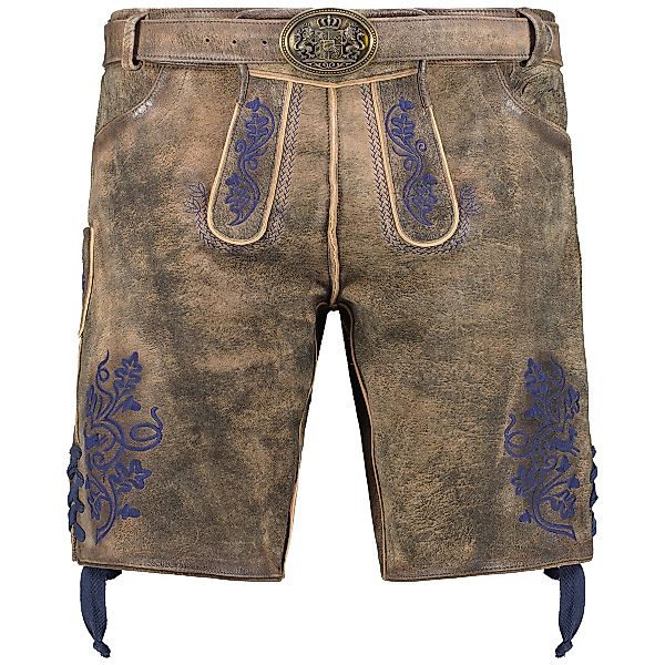 Maddox Lederhose mit Stickereien und Gürtel Farbe braun Größe: 70 günstig online kaufen