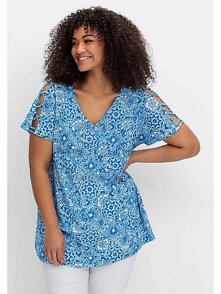 Sheego T-Shirt "Große Größen", mit Ausbrenner-Effekt und geschlitzten Ärmel günstig online kaufen