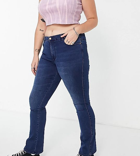 Only Curve – Royal – Ausgestellte Jeans in dunkelblauer Waschung günstig online kaufen