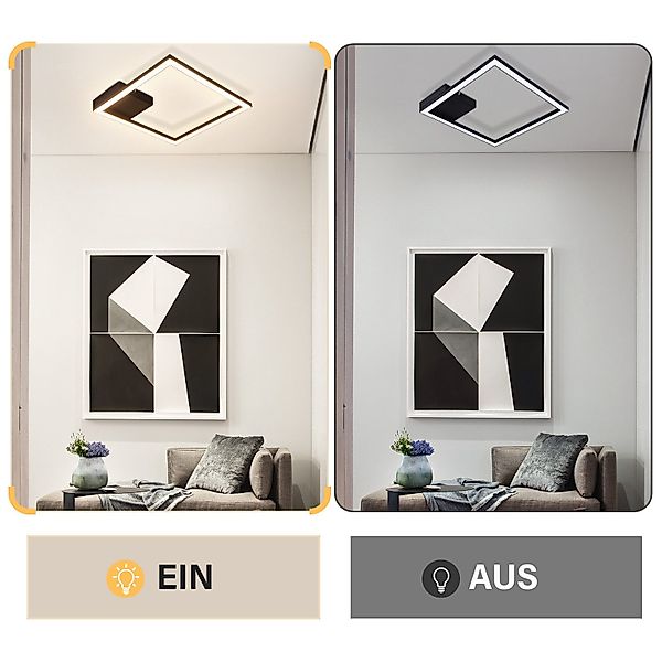 ZMH LED Deckenleuchte Wohnzimmer Schwarz/Weiß Quadratisch günstig online kaufen