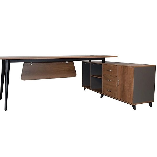 Jet-Line Luxus Chef Schreibtisch San Paulo Rechtsseitig Inklusive Sideboard günstig online kaufen