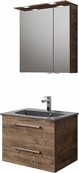 Saphir Badmöbel-Set "Serie 6025 2-teilig Mineralmarmor-Waschtisch mit LED-S günstig online kaufen