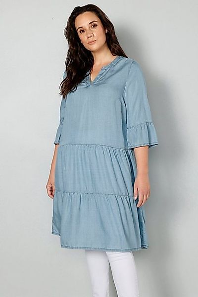 MIAMODA Longbluse Lyocell-Tunika Longform mit Volants günstig online kaufen