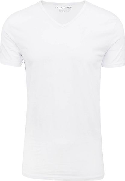 Garage Stretch Basic T-Shirt Weiß V-Ausschnitt - Größe S günstig online kaufen